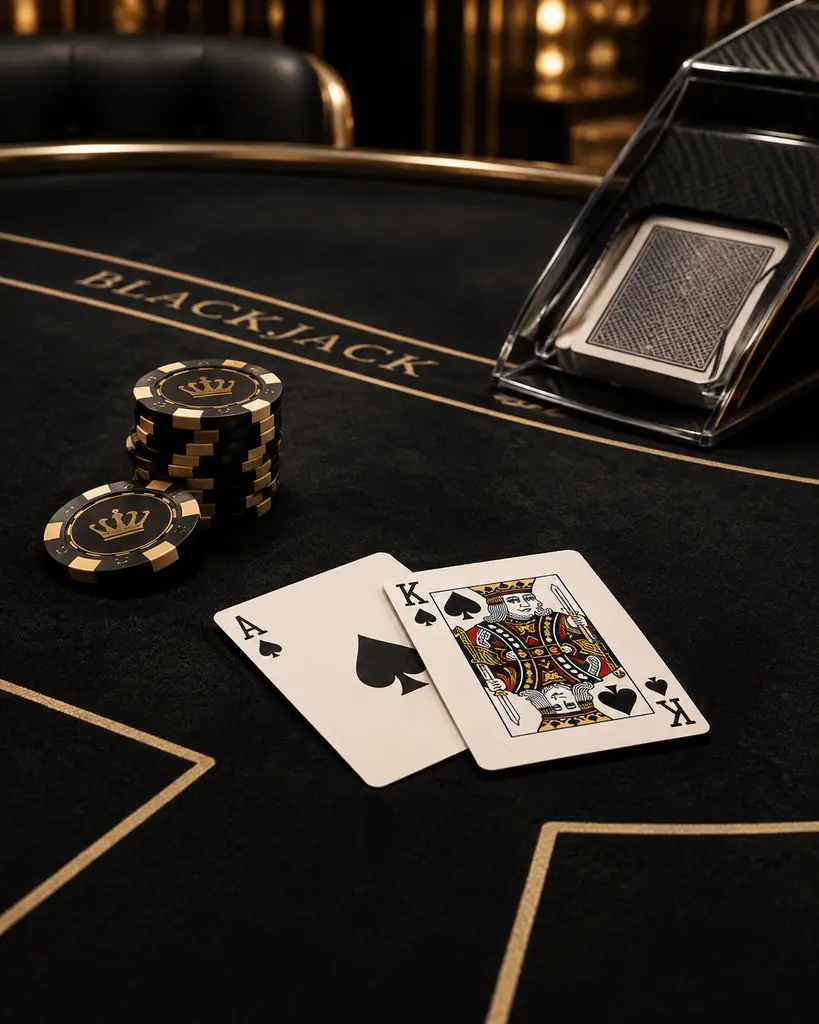 Kartu As dan raja di meja blackjack kasino