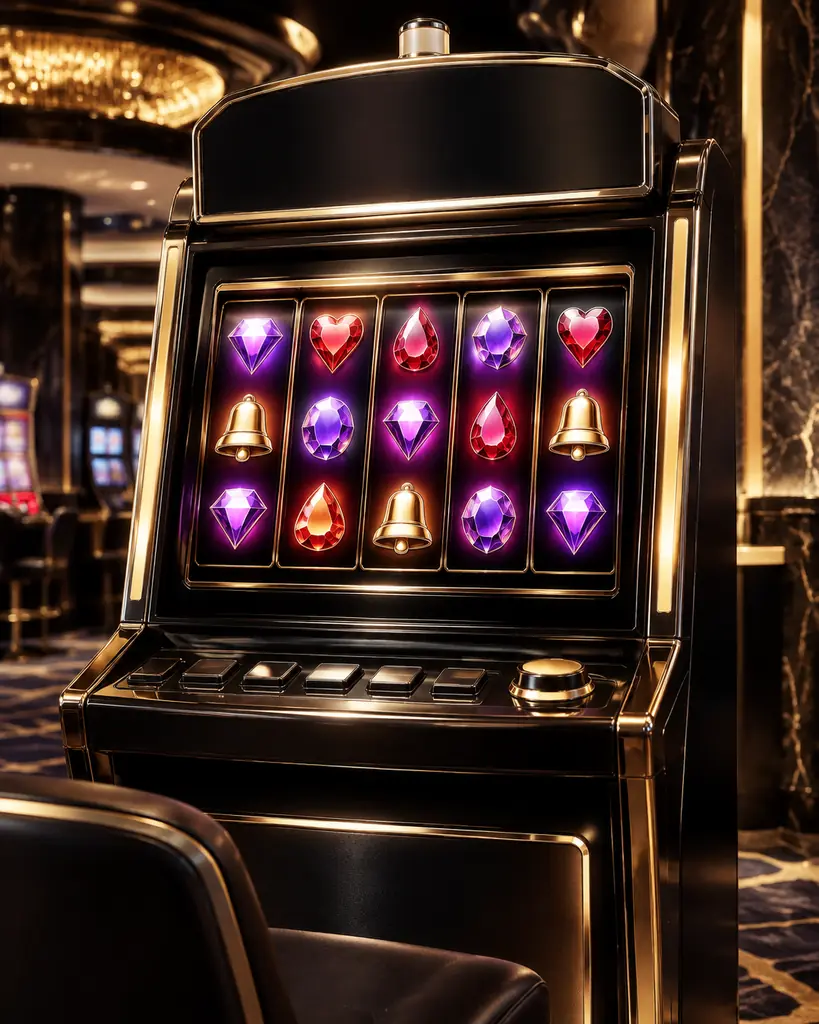 Mesin slot bertema permata di ruang kasino